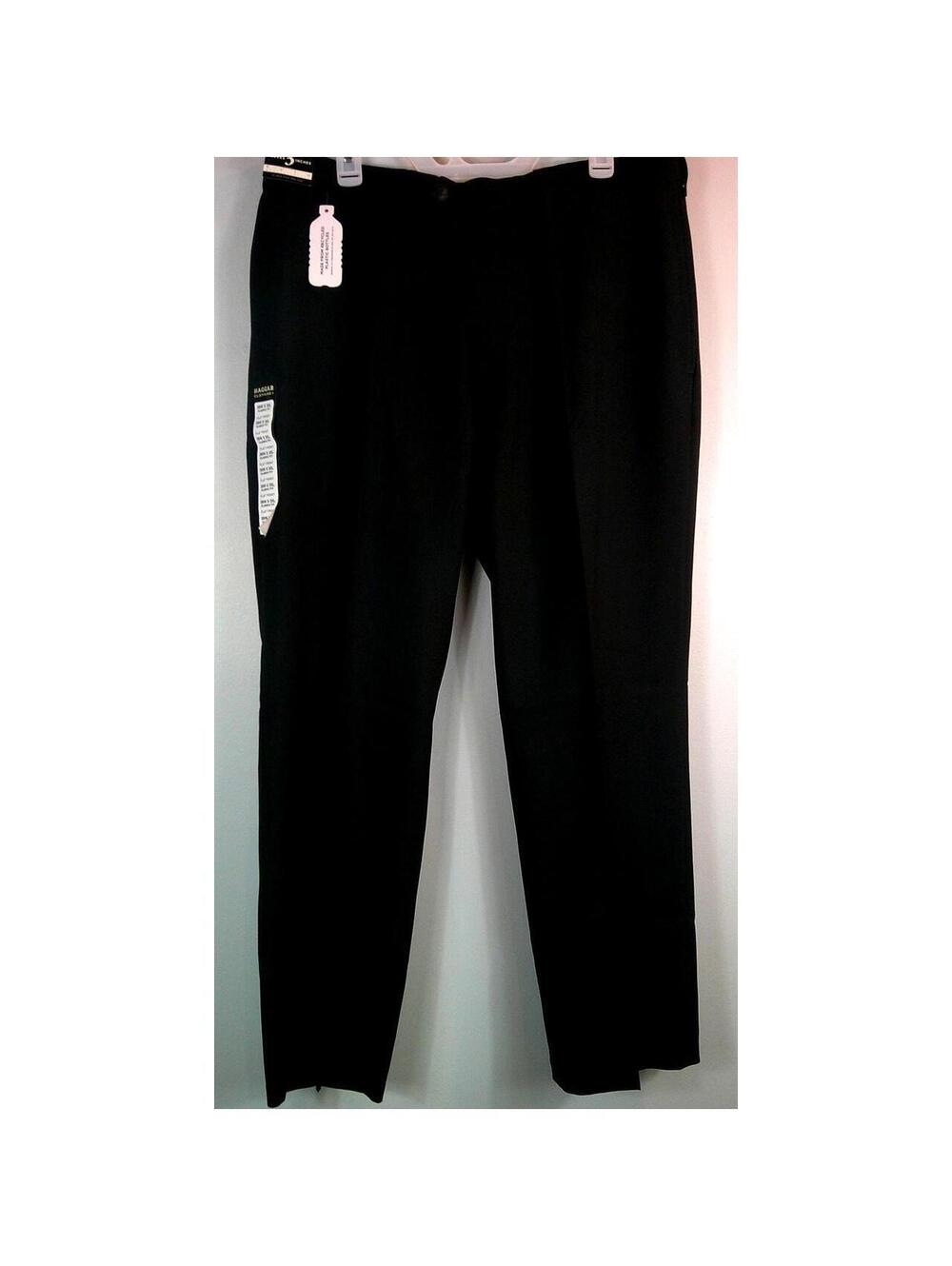 Haggar E-Clo Classic Fit Black Dress Pants 36W x 30L Flat Front